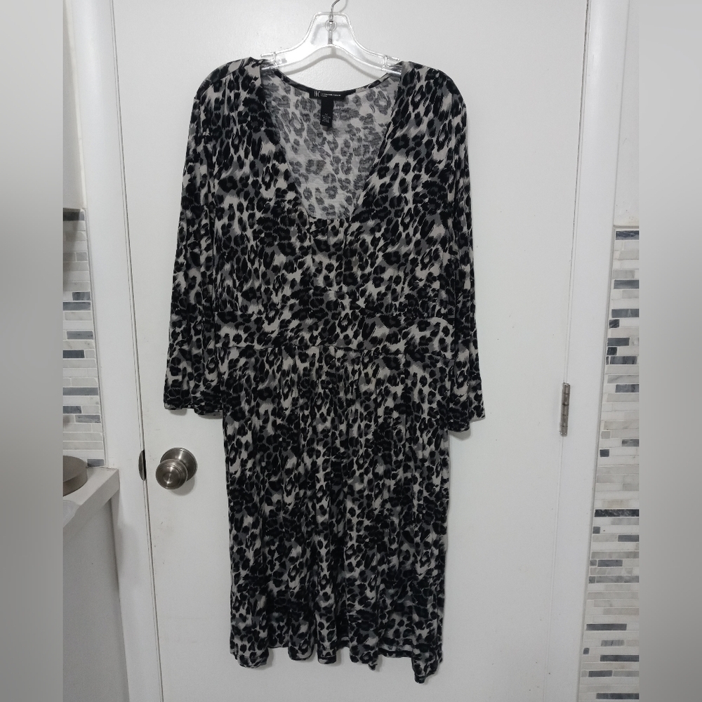 INC INTERNATIONAL CONCEPTS LONG SLEEVE CHEETAH PRINT SHEATH DRESS 2X